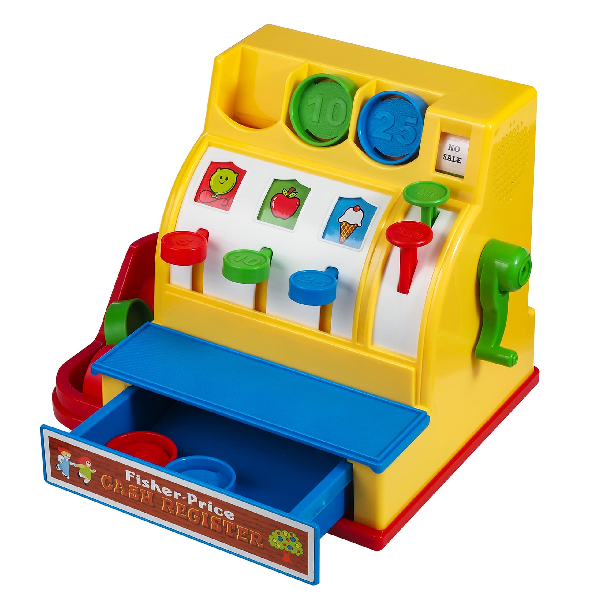 Fisher Price Cash Register - High Angle left, change drawer open