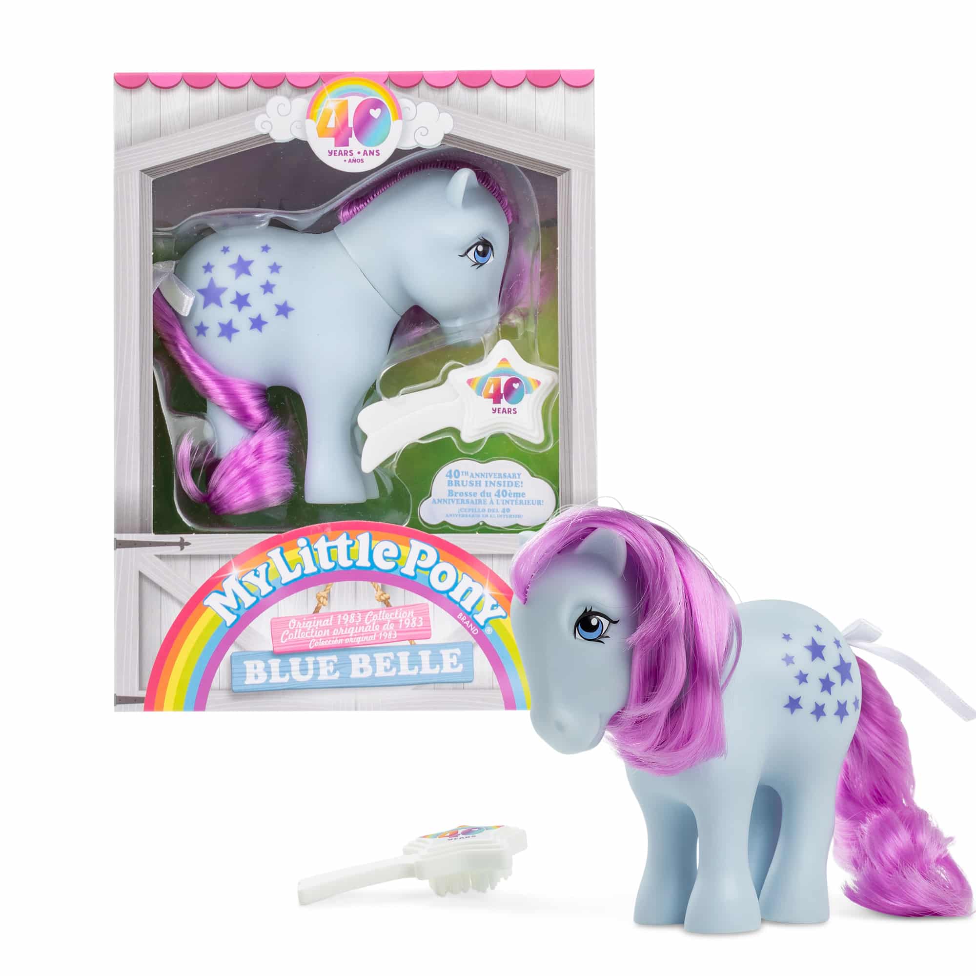 My Little Pony 40th Anniversary Original Pony - Blue Belle Pony and Package with Comb