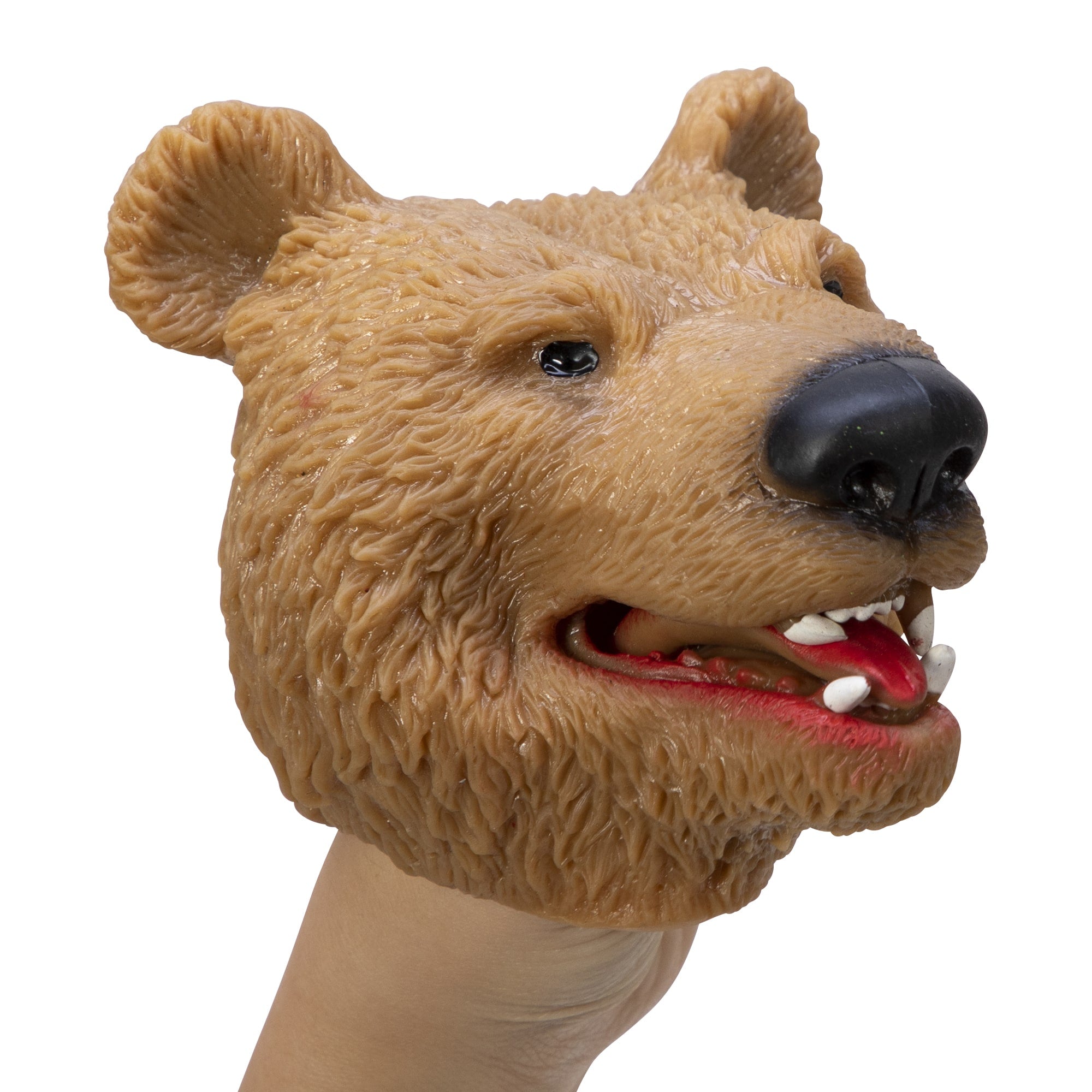 Stretchy Brown Bear Hand Puppet on hand