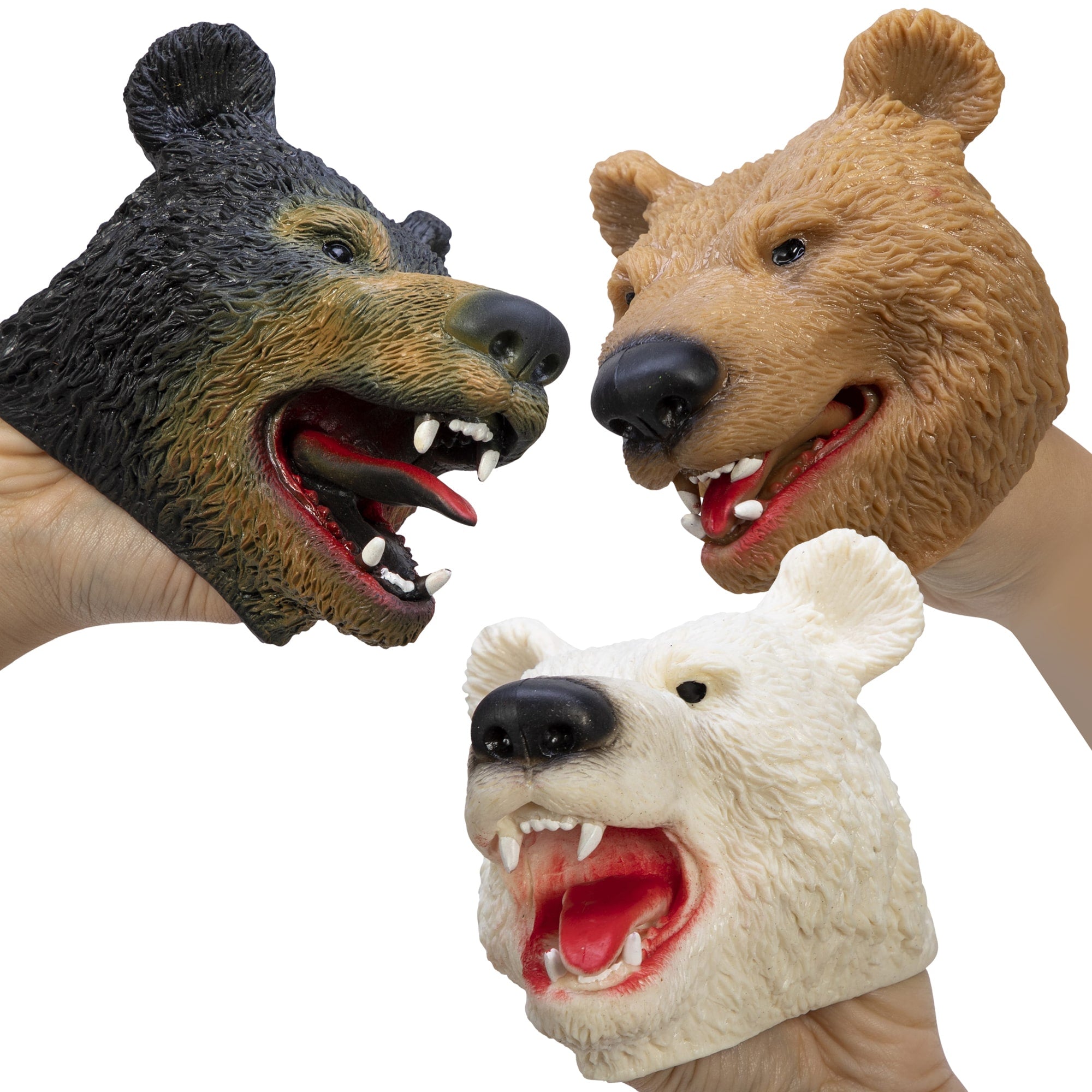Bear Hand Puppet Group: Black, Brown, White