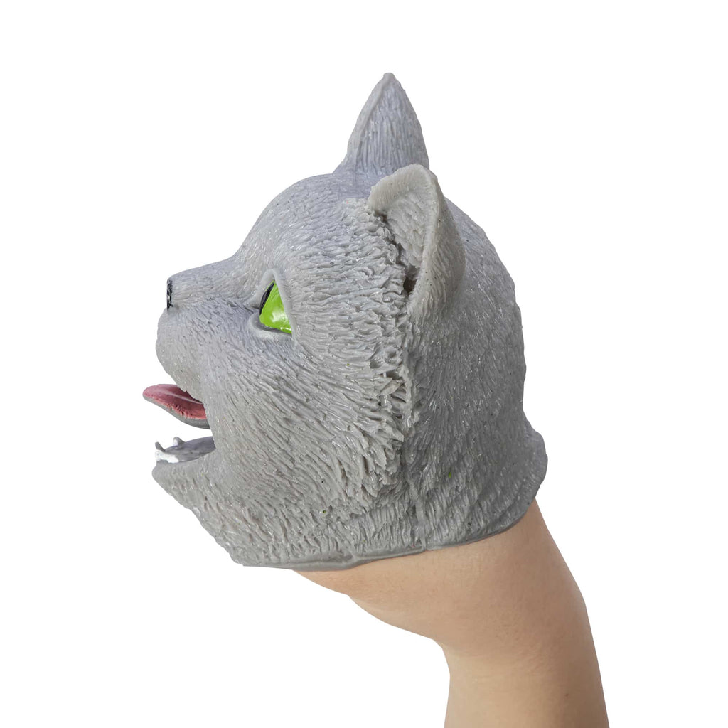 Cat Hand Puppet - Grey Left on Hand