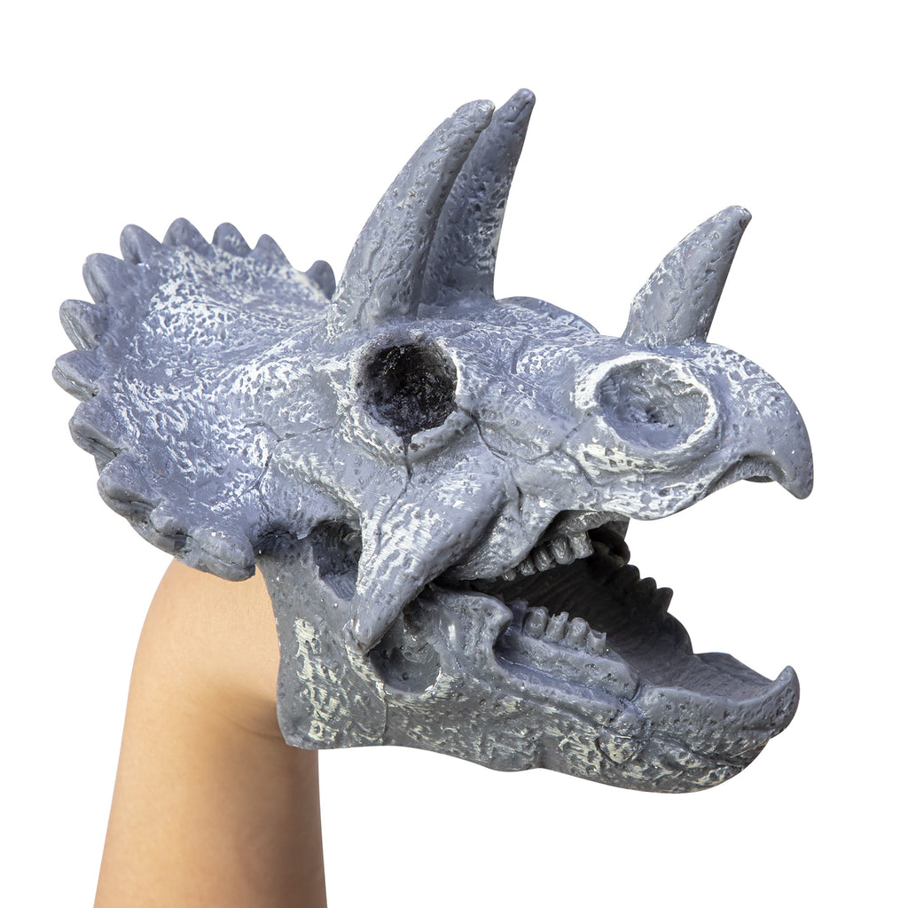 Dino Skull Hand Puppet - Triceratops Right Profile on Hand Open