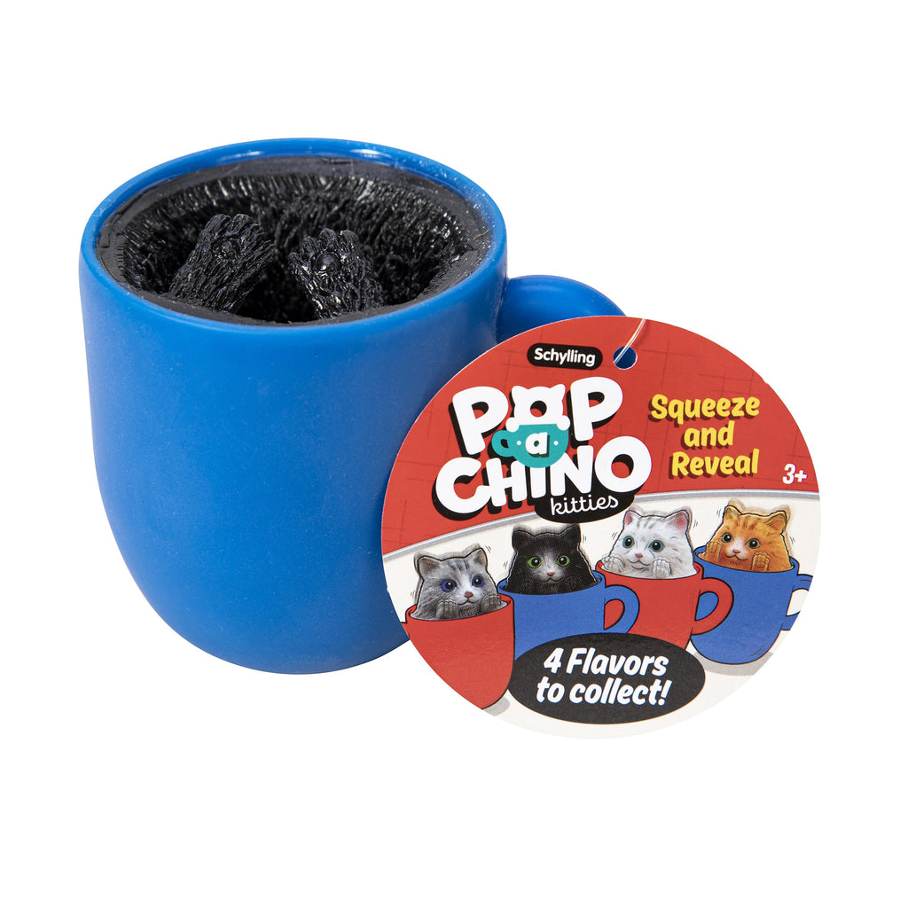 Pop-A-Chino Kitties - Blue Cup with Black Cat Inside with Hangtag