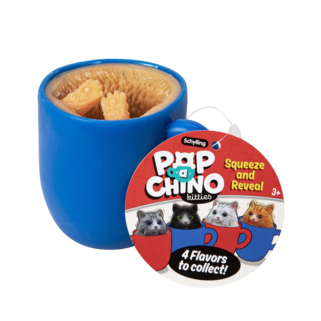 Pop-A-Chino Kitties - Blue Cup with Orange Cat Inside with Hangtag