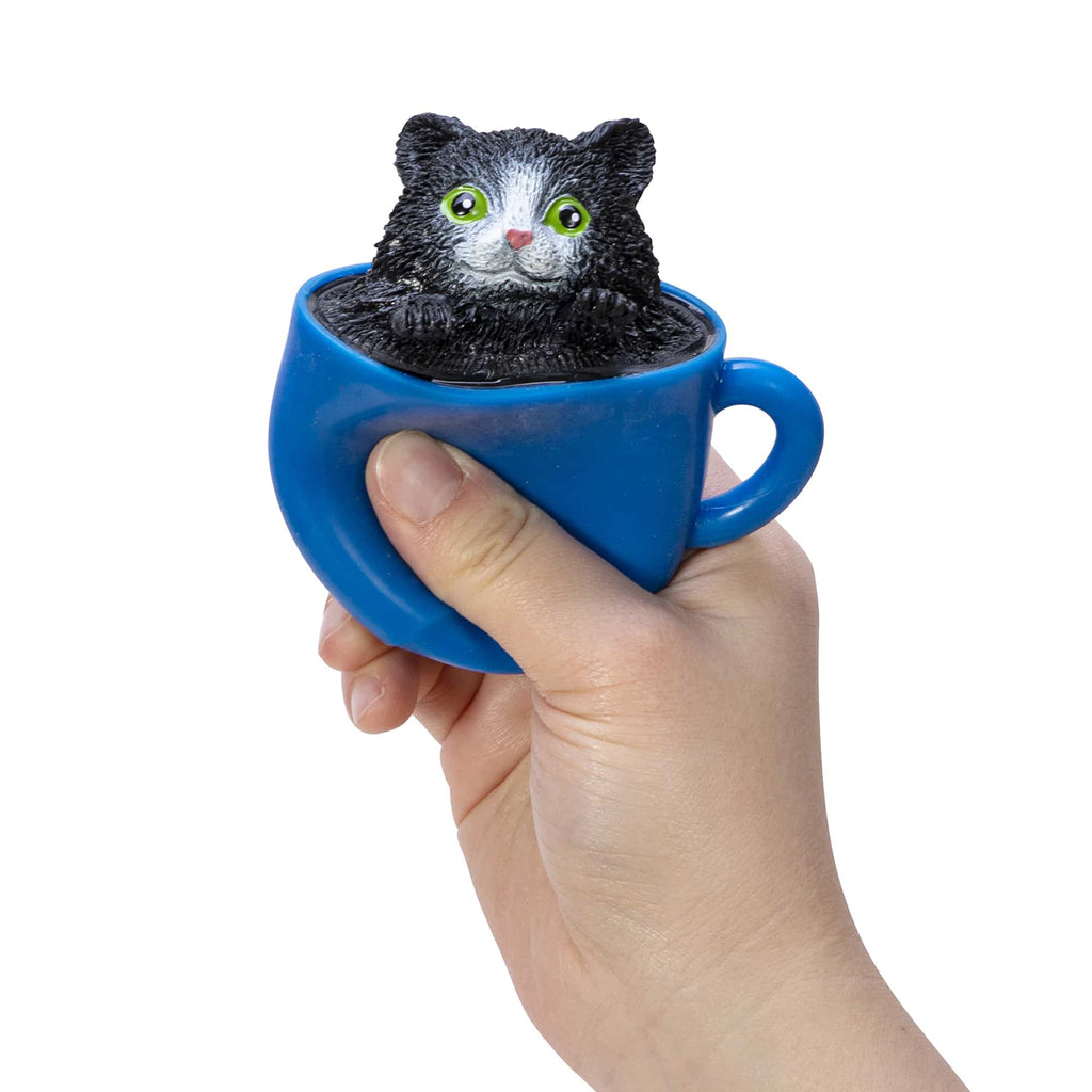 Pop-A-Chino Kitties - Squeeze Black Cat in Blue Cup