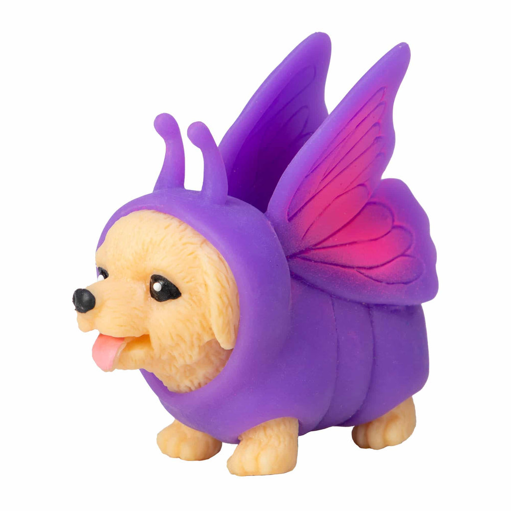 Party Animals Rave Puppies - Golden Retriever in a neon butterfly costume